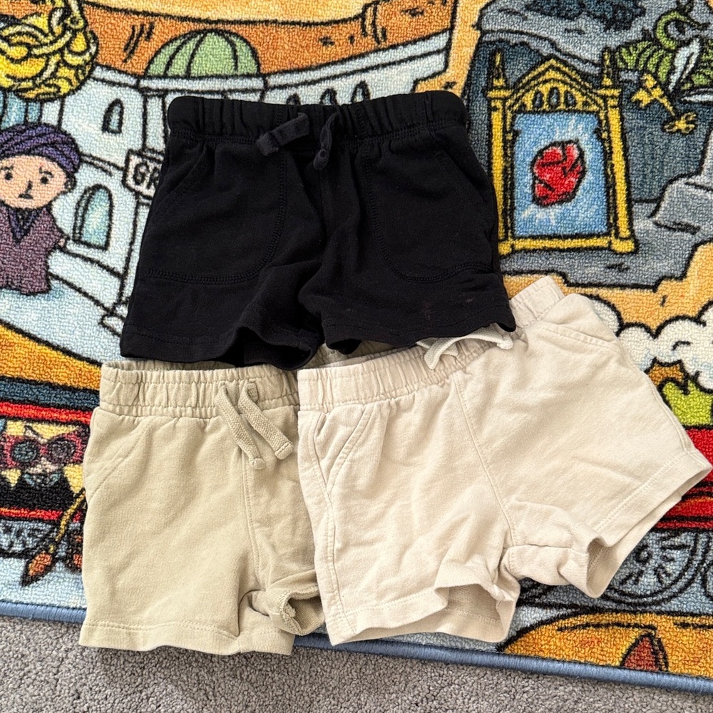✨Carter's Toddler Shorts Trio - Black, Khaki, Cream